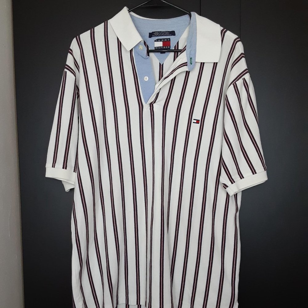 Tommy Hilfiger White stripped polo